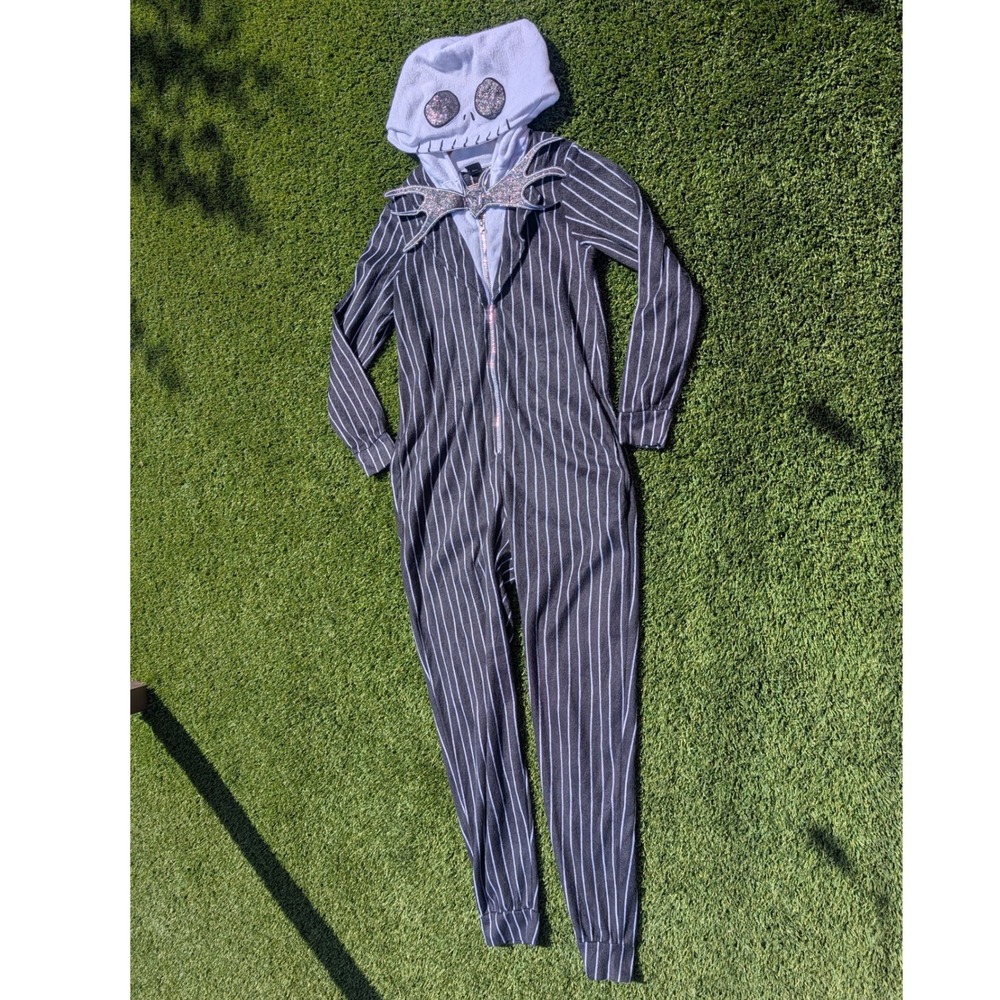 Disney Nightmare Before Christmas Jack Skellington Hooded Union Suit Pinstripe